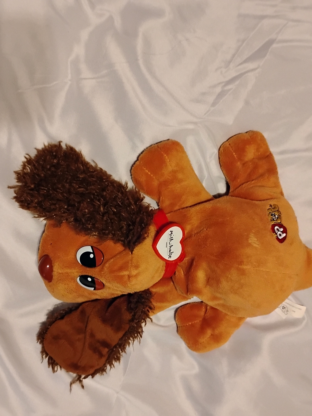 Plush Brown Puppy Stuffed Animal with Heart Collar